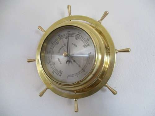 Beautiful Vintage Barigo Ships Wheel Brass Barometer             Made In Western Germany