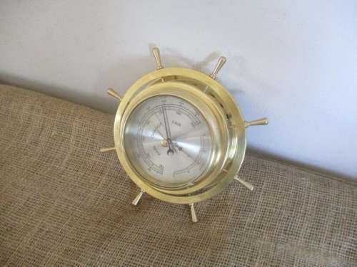 Beautiful Vintage Barigo Ships Wheel Brass Barometer             Made In Western Germany