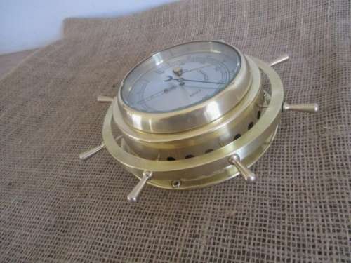 Beautiful Vintage Barigo Ships Wheel Brass Barometer             Made In Western Germany