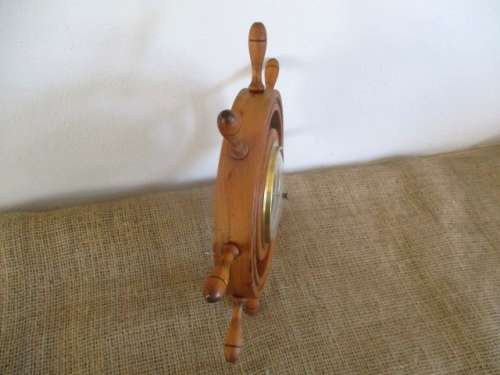 Lovely Vintage Barigo Ships Wheel Oak Wooden & Brass Barometer             Made In Western Germany