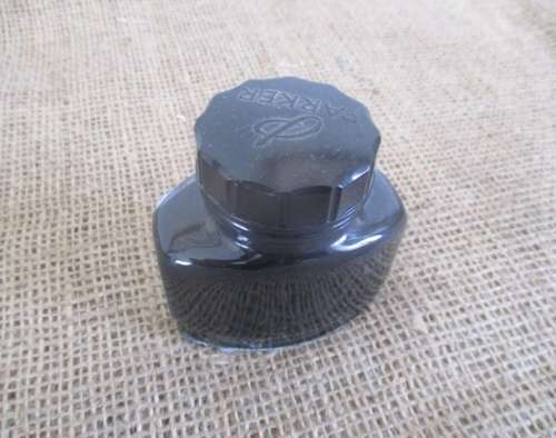 Vintage Parker Glass Bottle Black Quink Fountain Pen Ink      France      57ml