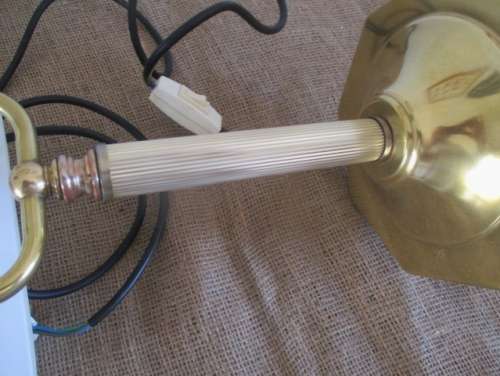 Stylish And Classic Vintage Illumina Model ITL -724 - L Bankers Brass Table Lamp With White Glass