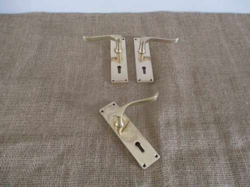 One Lovely Pair Of Beautiful Vintage Brass Door Handles Plus One Door Handle Free