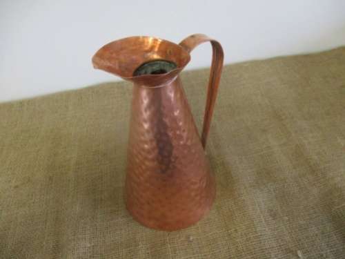 A Stunning Looking Vintage Hammered Art Metal Copper Pitcher