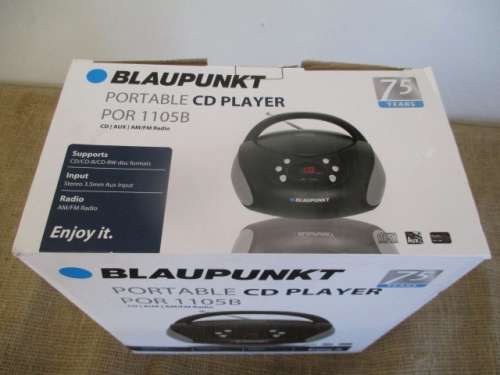 Brand New Blaupunkt Portable CD Player POR 1105B    CD/AUX/AM/FM Radio       MIB