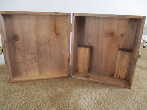 A Handsome Looking 750ml Olive Oil Wooden Box With Hinged Lid