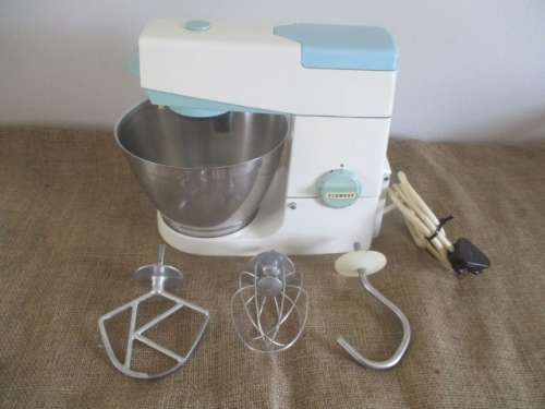 A Vintage A 701 A Kenwood Chef With Original Metal Bowl And Mixing Accessories