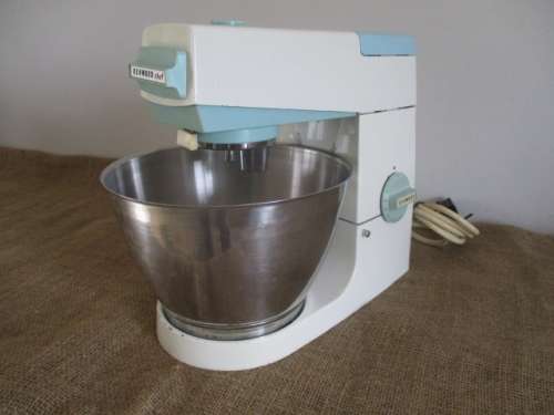A Vintage A 701 A Kenwood Chef With Original Metal Bowl And Mixing Accessories