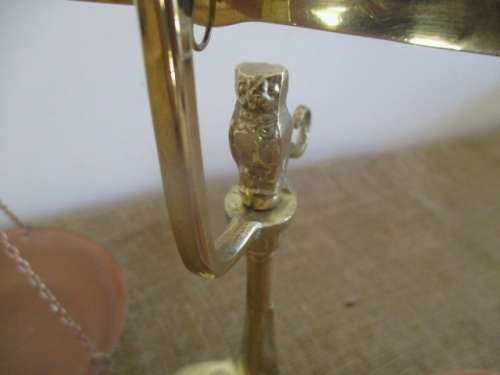 An Appealing Vintage Brass And Copper Balance Scale With Full Set Of Weights