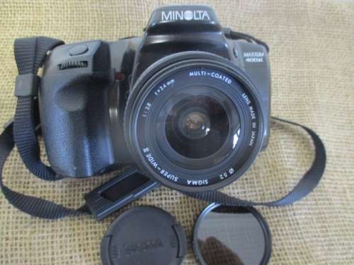 Vintage Minolta Maxxum 400si Camera With Sigma Lens & Minolta AF 35-70 Lens In Original Bag   1994