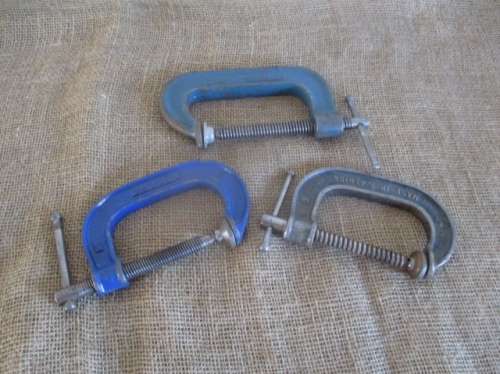 Three Strong G-Clamps - 2x 3'' Record G-Clamps Made In England & SA and 1x 4" Biehl G-Clamp Brazil