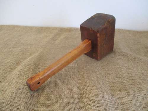 A Beautiful Vintage Carpenter's Solid Wooden Mallet