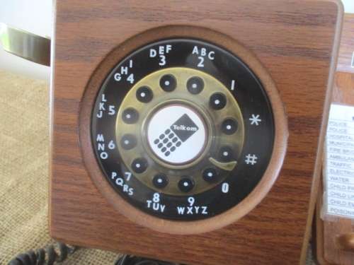 Telkom's Siecle Collection Vintage Wooden Retro Style Push Button Wall Mount Landline Telephone