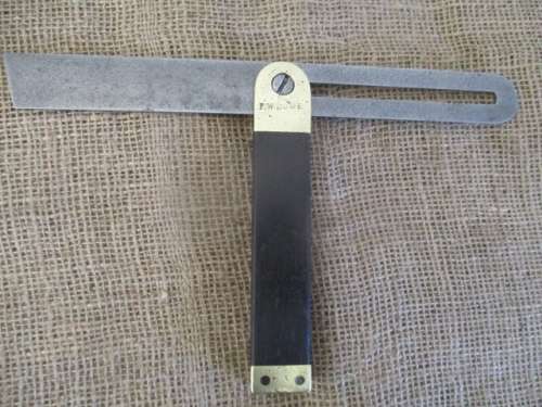 Antique/Vintage Sliding T-Bevel Square With Rosewood And Brass Inserts    10 1/2 Inches - 268mm