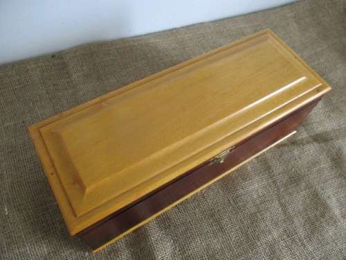 Beautiful And Durable Imbuia And Yellow Wood Box With Brass Hinges And Lock