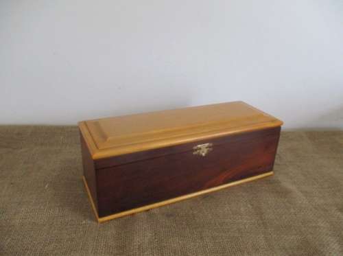 Beautiful And Durable Imbuia And Yellow Wood Box With Brass Hinges And Lock