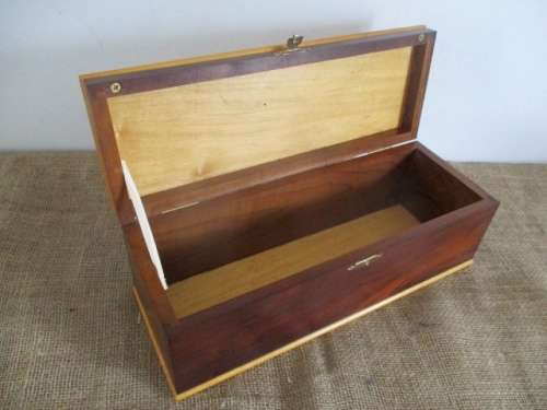 Beautiful And Durable Imbuia And Yellow Wood Box With Brass Hinges And Lock