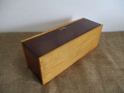 Beautiful And Durable Imbuia And Yellow Wood Box With Brass Hinges And Lock