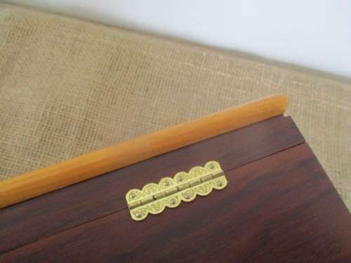 Beautiful And Durable Imbuia And Yellow Wood Box With Brass Hinges And Lock