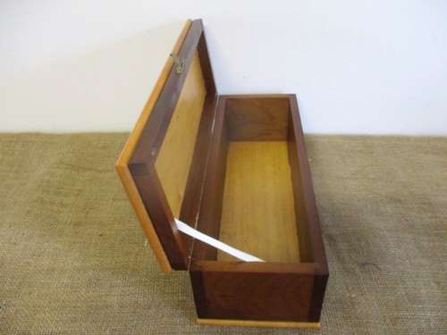 Beautiful And Durable Imbuia And Yellow Wood Box With Brass Hinges And Lock