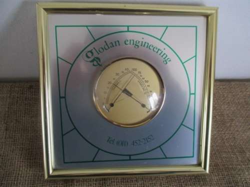 A Lovely Vintage Framed Brass Thermo. C & Hygro.Rel % Meters