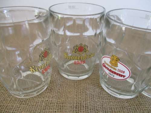 Three Highly Collectable Vintage Kronenbrau 1308 Beer Mugs     Louis Luyt Breweries    1970