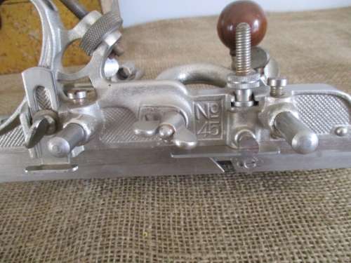 Rare !! Vintage Stanley Sweetheart No 45 Combination Plane With 23x Cutters In Original Metal Case