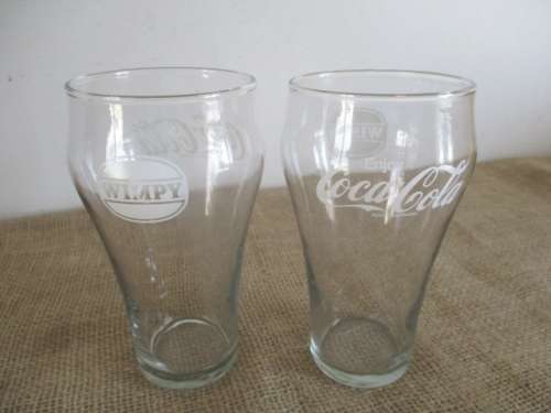 One For You, One For Me....A Nice Pair Collectable Large Coca Cola - Wimpy Glass Tumblers
