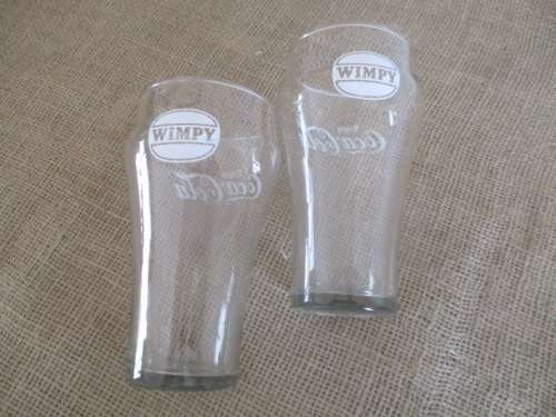 One For You, One For Me....A Nice Pair Collectable Large Coca Cola - Wimpy Glass Tumblers