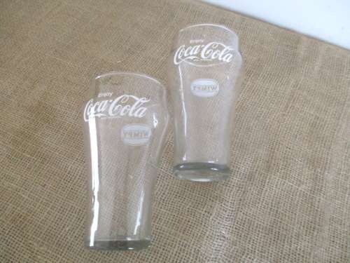 One For You, One For Me....A Nice Pair Collectable Large Coca Cola - Wimpy Glass Tumblers