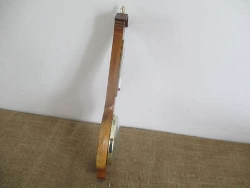Beautiful Vintage Shortlands Brass & Wood Wall Weather Barometer With Thermometer