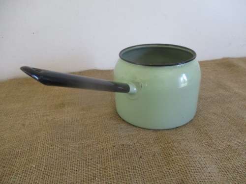 Lovely Vintage Old Fashioned Enamel Double Boiler In Rare Green Colour