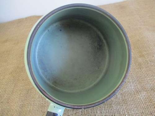 Lovely Vintage Old Fashioned Enamel Double Boiler In Rare Green Colour