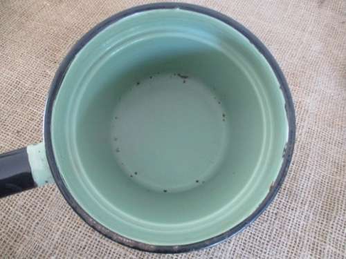Lovely Vintage Old Fashioned Enamel Double Boiler In Rare Green Colour