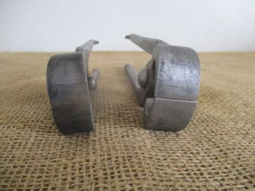 Two Beautiful Antique Footprint Solid Steel Blacksmith Tongs