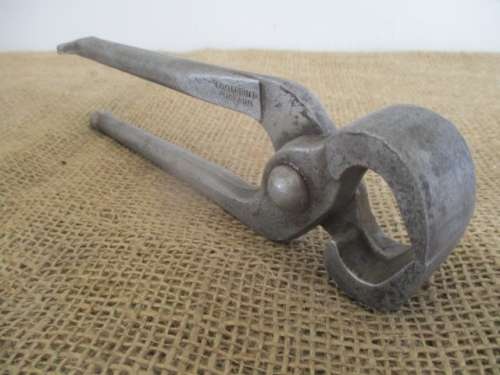 Two Beautiful Antique Footprint Solid Steel Blacksmith Tongs
