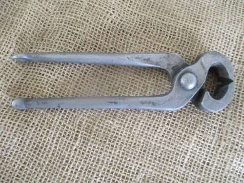 Two Beautiful Antique Footprint Solid Steel Blacksmith Tongs