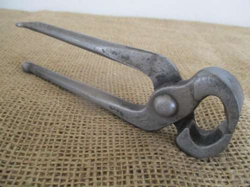 Two Beautiful Antique Footprint Solid Steel Blacksmith Tongs