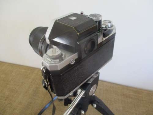 Bid for RetrOman only - Beautiful Vintage Nikon F Chrome SLR Film Camera With Vivitar Telephoto