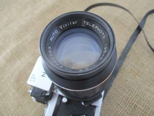 Bid for RetrOman only - Beautiful Vintage Nikon F Chrome SLR Film Camera With Vivitar Telephoto