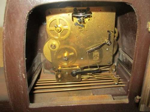 Very Collectable And Beautiful Vintage German Made Hermle Mantel Clock With Key       Approx 1950's