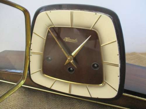 Very Collectable And Beautiful Vintage German Made Hermle Mantel Clock With Key       Approx 1950's