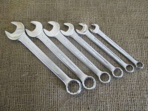 One Set Of Six German Quality Combination Open End And Ring Spanners  3/8" - 3/4" AF   MIB   Germany