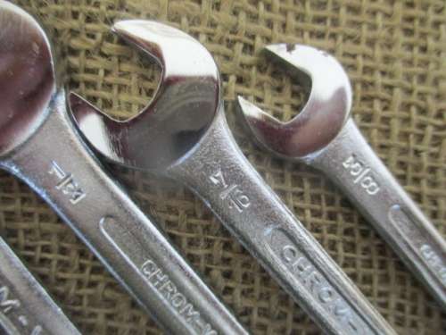One Set Of Six German Quality Combination Open End And Ring Spanners  3/8" - 3/4" AF   MIB   Germany