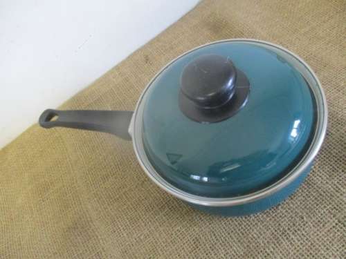 Beautiful Vintage Bellismo Enamel Lidded Sauce Pan By Emo Cookware     Made In Yugoslavia