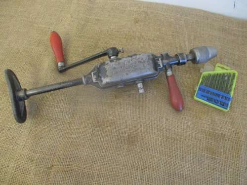 Beautiful Made In Germany Vintage Henry Boker Two Speed Breast Hand Drill With 13 Piece Drill Bits