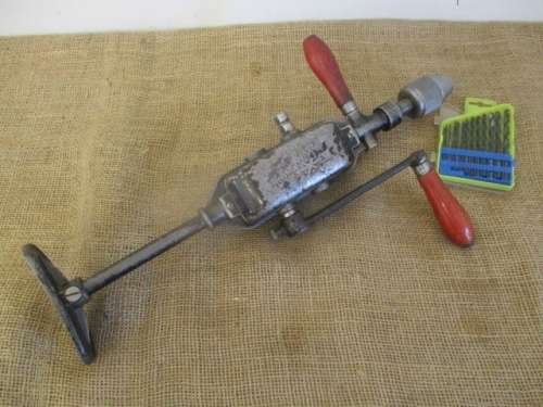 Beautiful Made In Germany Vintage Henry Boker Two Speed Breast Hand Drill With 13 Piece Drill Bits