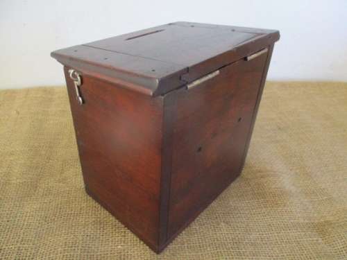 Very Characterful Antique Wooden Church Offering Box From An Old Church In The Early 1900's