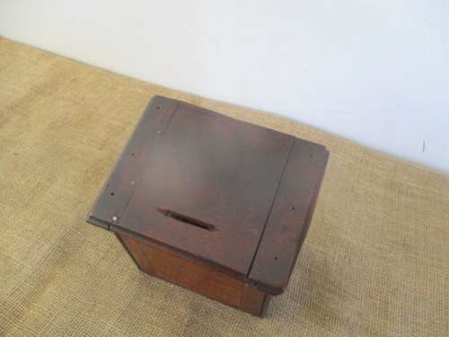 Very Characterful Antique Wooden Church Offering Box From An Old Church In The Early 1900's