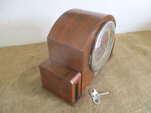 Beautiful Vintage The American Swiss Watch Co Cape Town British Made Mantel Clock With Key    1936